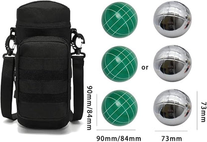 Bocce Ball Bag for 90mm 84mm 73mm 3 Bocce Game,Multifunctional, Zip Design, Powerful. Size: 27 x 12