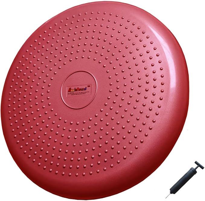 AppleRound Inflated Wobble Cushion with Hand Pump, Air Stability Board (Extra Thick), Core Balance