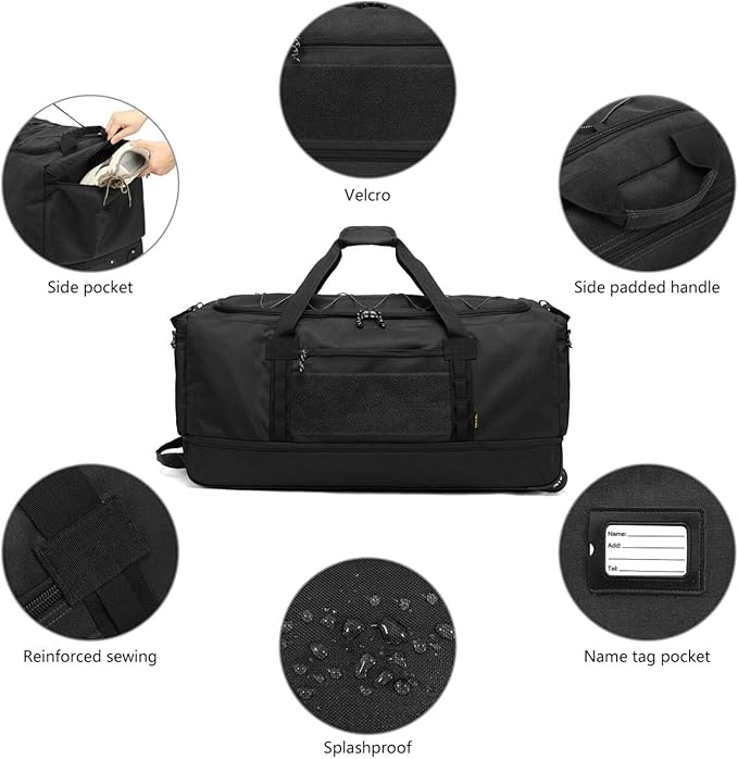Laripwit Collapsible Duffle Bag with Wheels 130-170L Extra Large Expandable Travel Duffel Bag for