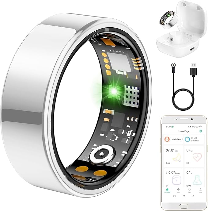 Ring Health Tracker for Women Men, Fit Ring with Heart Rate, Blood Oxygen, Sleep Monitor, Calories