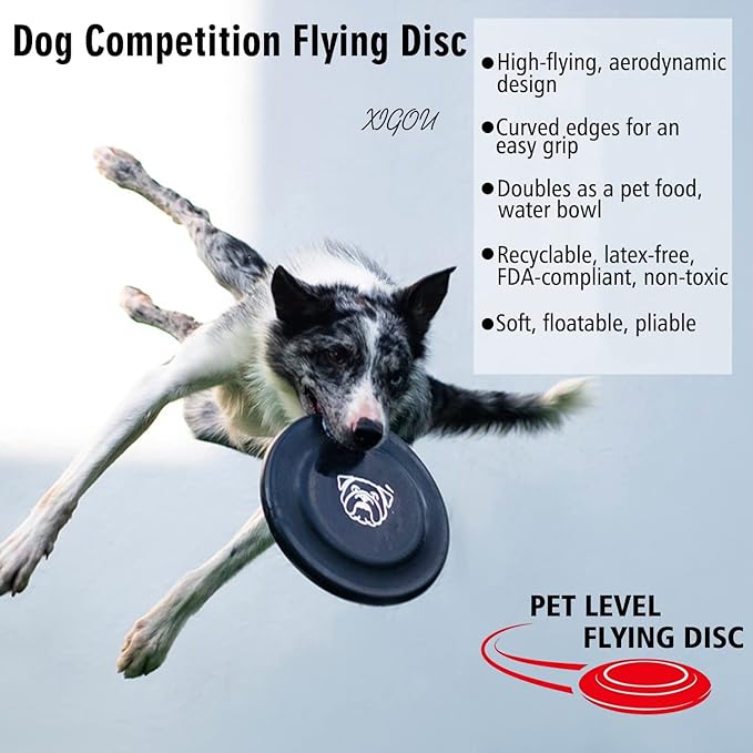 Dog Flying Disc, 3 Pcs Competition Dog Flyer Toy, Soft Indestructible Rubber Lightweight Flying