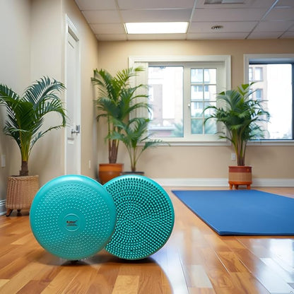 AppleRound Inflated Wobble Cushion with Hand Pump, Air Stability Board (Extra Thick), Core Balance