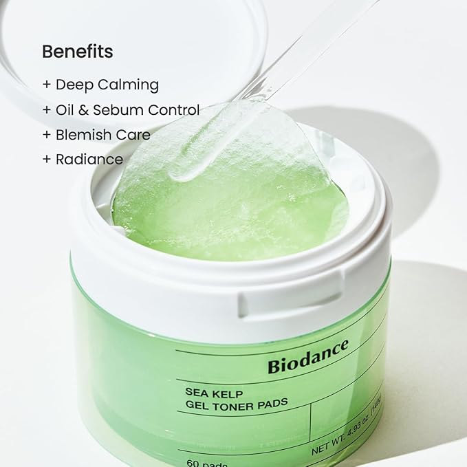 Biodance Sea Kelp Gel Toner Pads, Calming & Soothing for Sensitive Skin, Oil & Sebum Control