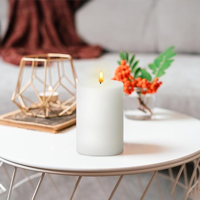 6 Packs Dripless White Pillar Candles, Unscented 2.75x4 Inch Cylinder Wax Candles for Home Table