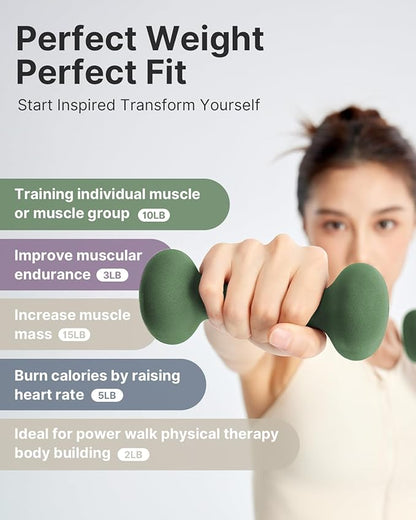 YOTTOY Weights Dumbbells Set for Women,2-15 Pound Dumbbells Set of 2, Non-Slip Hand Weights for