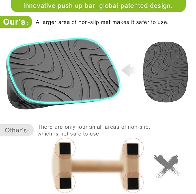 Kipika Push Up Bars, Pushup Stands, Anti-Slip Soft Plastic Push Up Handles, Bottom Anti-Slip Pad