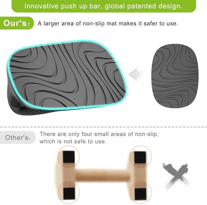 Kipika Push Up Bars, Pushup Stands, Anti-Slip Soft Plastic Push Up Handles, Bottom Anti-Slip Pad