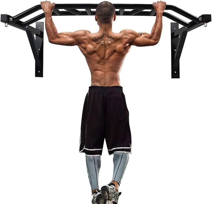 ptlsy Wall Mounted Pull Up Bar Multifunctional with Multi-grip Chin Up Bar Heavy Duty Dip Station