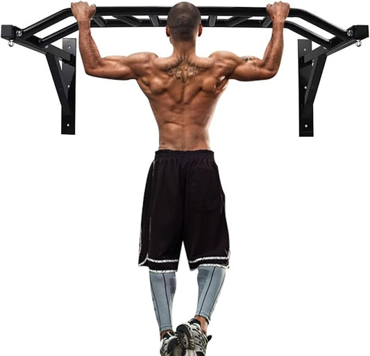 ptlsy Wall Mounted Pull Up Bar Multifunctional with Multi-grip Chin Up Bar Heavy Duty Dip Station