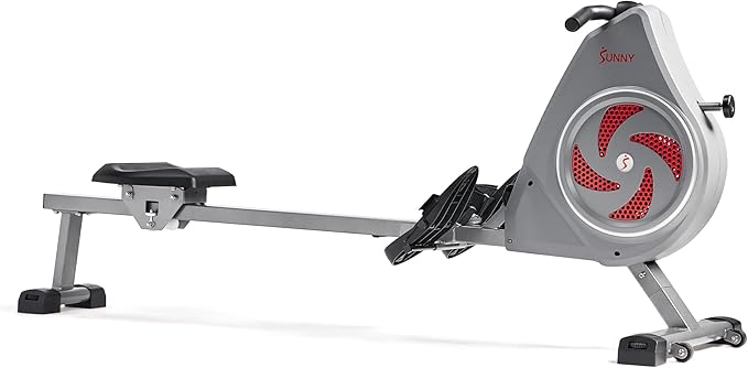 Sunny Health & Fitness Rower w/Long Slide Rail, Cardio Rowing Equipment for Home Gym Training w/LCD
