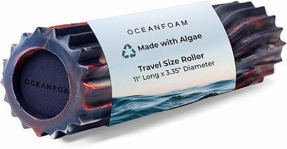 Oceanfoam Ripple Travel Foam Roller (11" x 3.35") Firm Mini Foam Roller for Physical Therapy, Deep