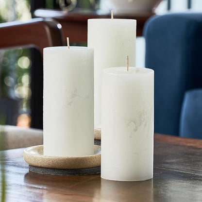 Simply Soson 3x6 inch White Pillar Candles Set of 3, Rustic Texture, Unscented White Candles