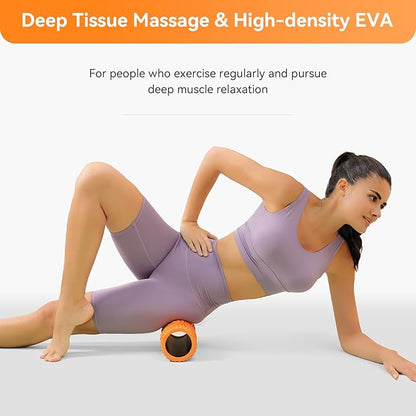 Foam Roller - Muscle Massage Roller for Back Pain & Stretching - Ergonomic Wide Wave Textured
