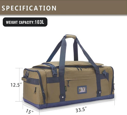 Large Duffle Bag for Travel - Men & Women, Foldable Gym Duffle Backpack, Heavy Duty Tactical