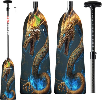 Z&J SPORT Adjustable Dragon Boat Paddle, IDBF Approved Carbon Fiber Paddle, Dragon Graphic Paddle