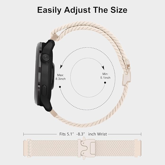 Braided Bands Compatible with Garmin Vivoactive 6/5/3/Venu 2 Plus/Forerunner 165/55/645/245 Music