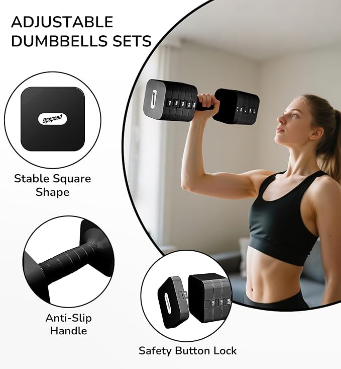 Adjustable Dumbbell Set for Women Men 16LB 20LB Hand Weights Dumbbells Sets Woman Exercise Fitness