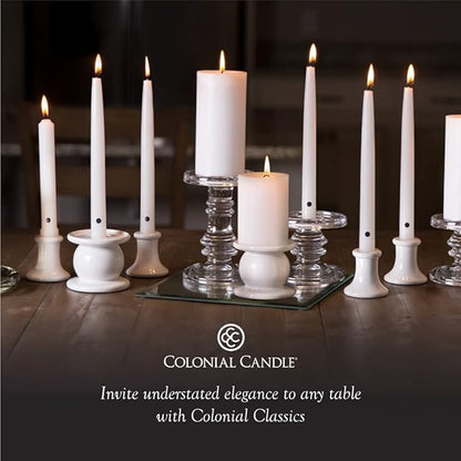 Colonial Candle Unscented Taper Candle, Classic Collection, Black, 8 In, Pack of 12 - Up to 6 Hours