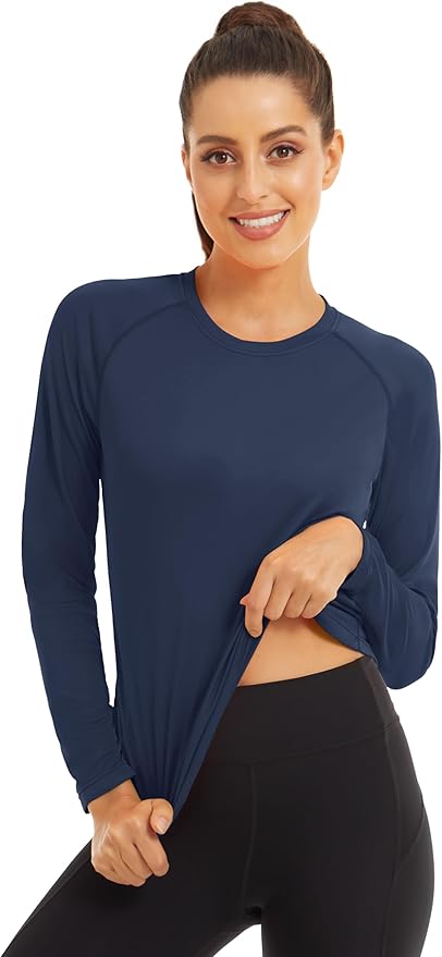 MAGCOMSEN Women's 2 Pack Long Sleeve Shirts UPF 50+ Sun Protection Quick Dry Swim Shirt for Rash