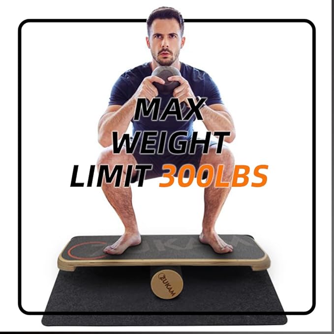 Balance Board Trainer, Wooden Balancing Board with Workout Guide to Exercise and Build Core