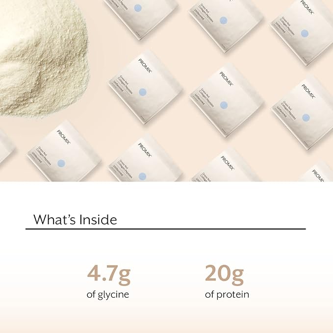Promix Hydrolyzed Collagen Peptides - Type 1 Grass Fed Collagen, 4.7g glycine, Type 3 bioactive