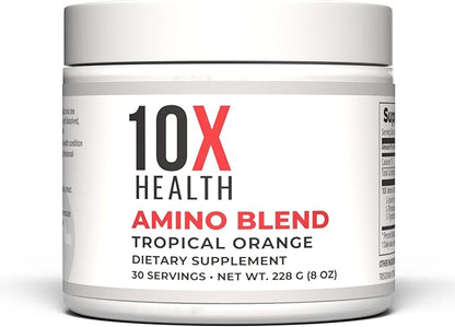 10X Health Amino Blend Pre Workout Powder for Men - Tropical Orange Flavor - EAA & BCAA Powder