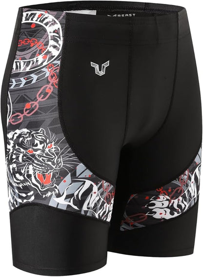 HUGE SPORTS Men's Rash Guard Swim Shorts Compression Swimming Jammer Cool Dry Active Swimsuit
