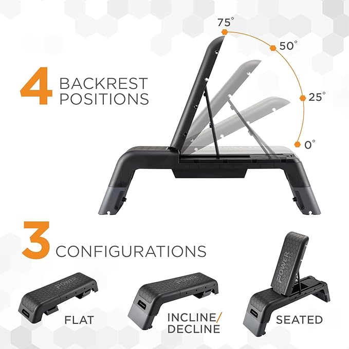 Power Systems Step Bench & Weight Bench | Aerobic Platform & Plyo Box for Cardio, Strength |