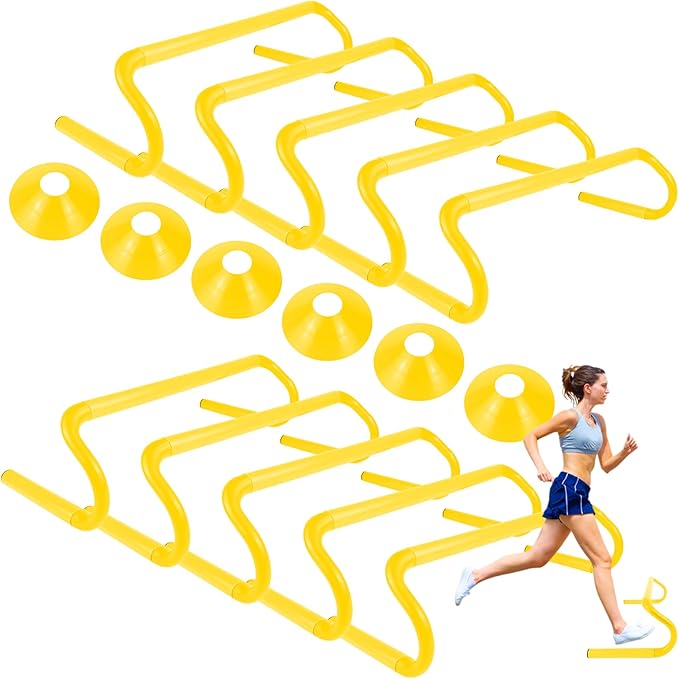 10 Pcs 6" Speed Agility Training Hurdles with 6 Marker Cone Durable Detachable Training Equipments