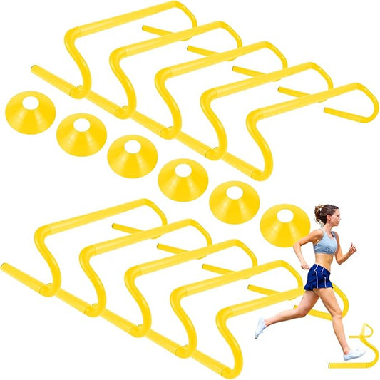 10 Pcs 6" Speed Agility Training Hurdles with 6 Marker Cone Durable Detachable Training Equipments