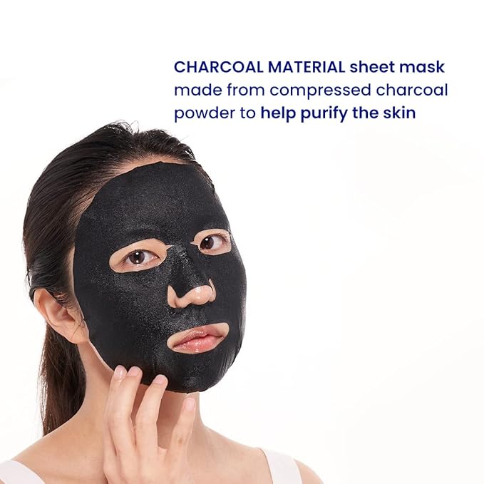FACETORY K Beauty Face Mask Skin Care - LET'S TALK DETOX PURIFYING Sheet Mask with Charcoal &