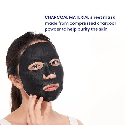 FACETORY K Beauty Face Mask Skin Care - LET'S TALK DETOX PURIFYING Sheet Mask with Charcoal &