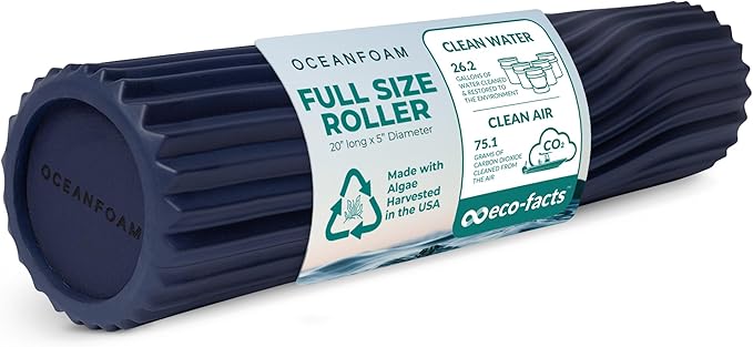 Oceanfoam Tidal Roller - Dark Navy - Muscle Massage Foam Roller for Back Pain & Stretching - Firm