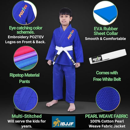 Kids Brazilian Jiu Jitsu Gi For Kids BJJ Gi Youth Grappling Kimonos Preshrunk Lightweight Martial