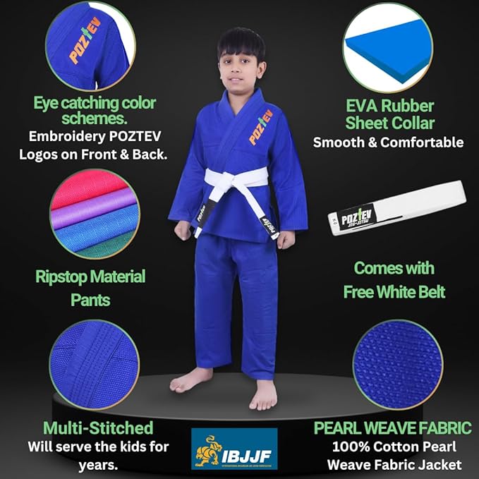 Kids Brazilian Jiu Jitsu Gi For Kids BJJ Gi Youth Grappling Kimonos Preshrunk Lightweight Martial