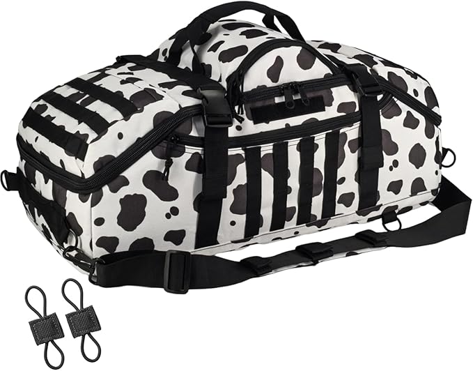 65L Large Duffle Bag, 3-in-1 Tactical Backpack MOLLE Pack for Sports, Gym, Outdoor, Cow Color
