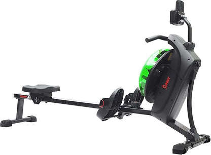 Sunny Health & Fitness Elite Water Rowing Machine with High Dynamic Resistance Vertical Tank