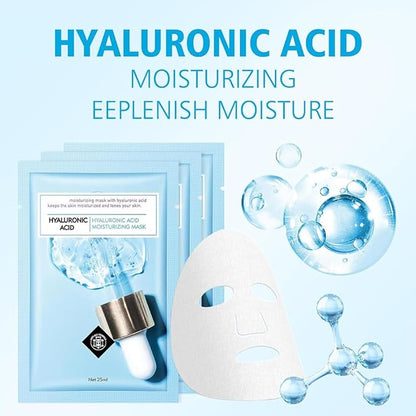 Face Sheet Mask Skincare for Women, Hyaluronic Acid Face Masks Sheets Skincare, Hydrating Sheets
