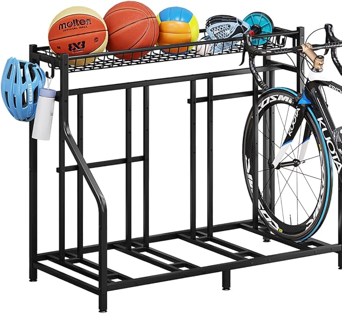 Bike Rack Storage Stand Organizer Floor Holds 4 Bicycle Parking Freestanding Adjustable Garage