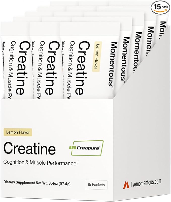 Momentous Creatine Lemon Monohydrate Powder - Creapure Creatine Powder - Supports Strength, Lean