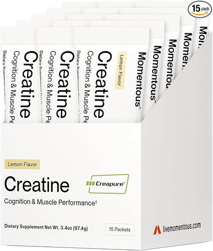 Momentous Creatine Lemon Monohydrate Powder - Creapure Creatine Powder - Supports Strength, Lean