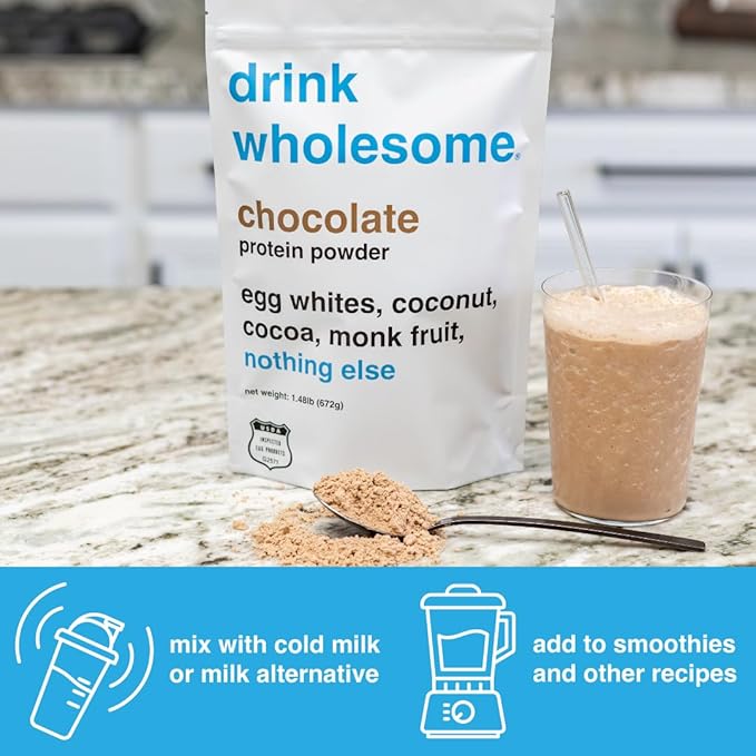 drink wholesome Chocolate Egg White Protein Powder | for Sensitive Stomachs | Gut Friendly |