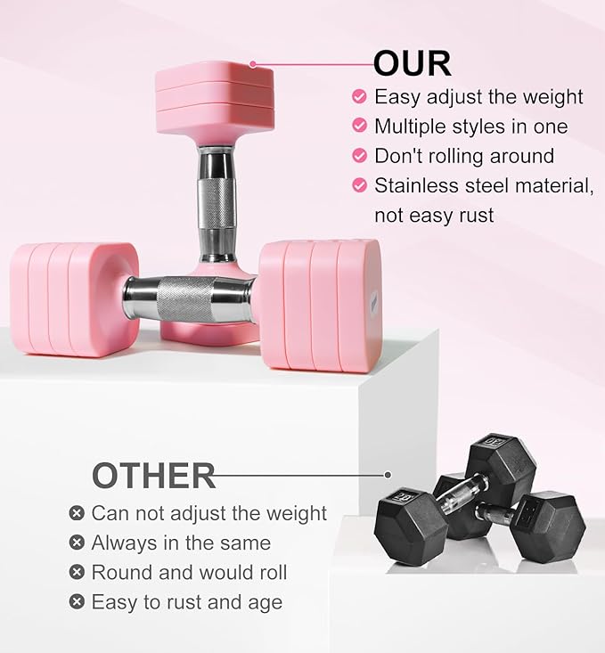 15LB 20LB 40LB 50LB Adjustable Dumbbell Set Free Weights Dumbbells Set for Women Men Hand Weights
