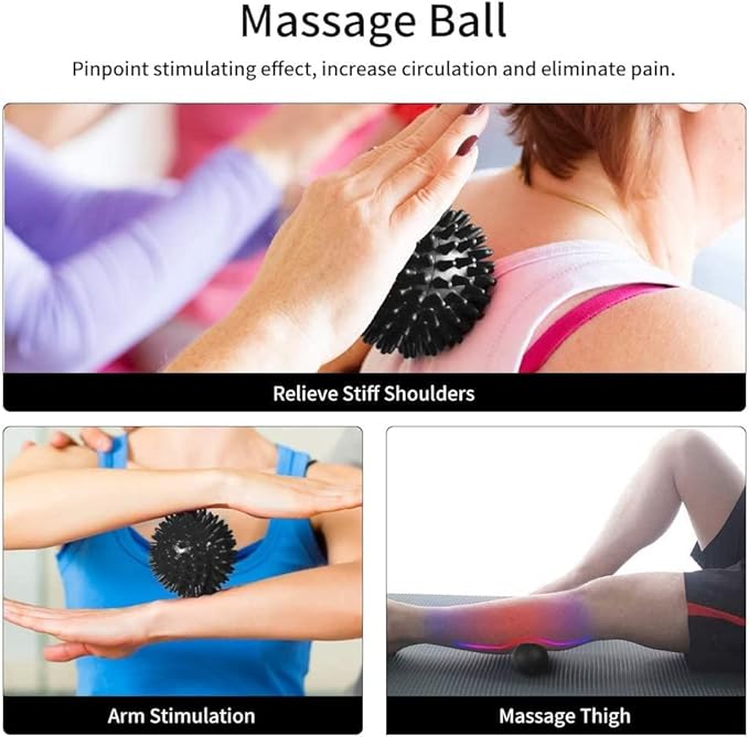 6 in 1 Foam Roller Set Includes Hollow Core Massage Roller, Yoga Stick, Massage Ball, Fitness
