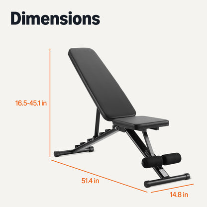 Amazon Basics Adjustable Workout Weight Bench Press, Foldable for Home Gym, Supports up to 660