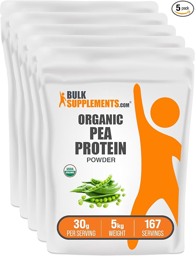 BulkSupplements.com Organic Pea Protein Powder - Plant Based & Vegan Protein Powder - Unflavored &
