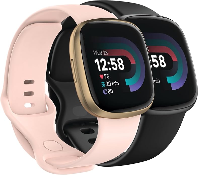 Compatible with Fitbit Versa 4 / Fitbit Versa 3 / Fitbit Sense/Sense 2 Bands, Soft Silicone