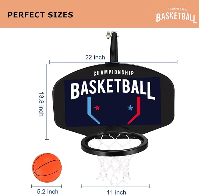Trampoline Basketball Hoop Attachment, with 3 Mini Balls and Air Pump, Fits All Trampoline Models