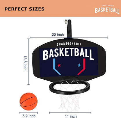 Trampoline Basketball Hoop Attachment, with 3 Mini Balls and Air Pump, Fits All Trampoline Models