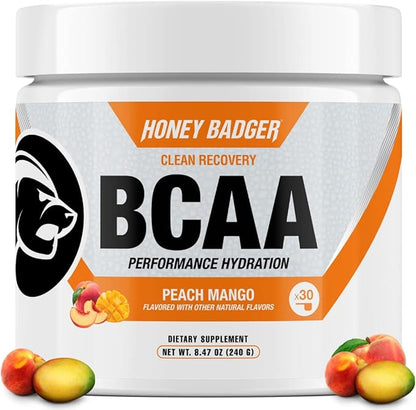 Honey Badger BCAA + EAA Amino Acids Powder, BCAAs + L-Glutamine, Keto, Vegan, Sugar Free for Men &
